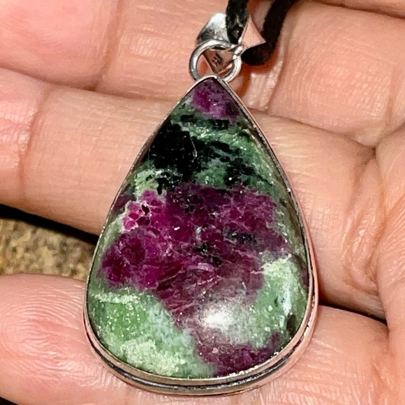 Anyolite Ruby Red Zoisite Pendant 2” - Picture 5 of 15